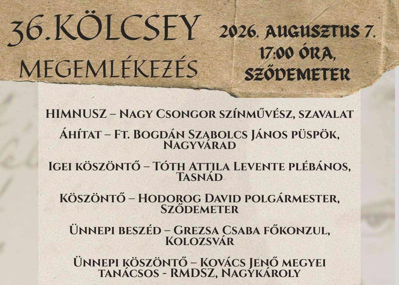  Kölcsey-megemlékezés lesz Sződemeteren