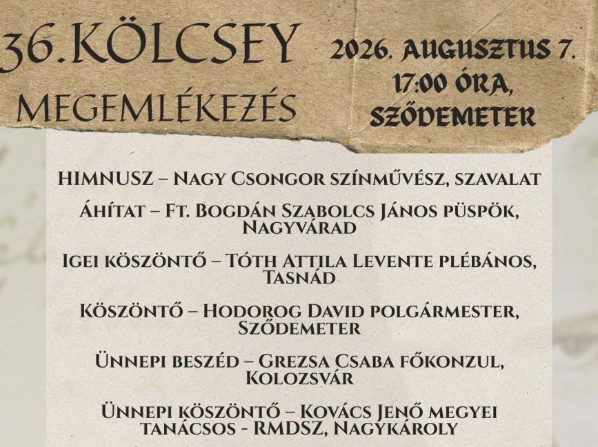  Kölcsey-megemlékezés lesz Sződemeteren